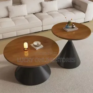 Modern Round Wood Top Nesting Table Set