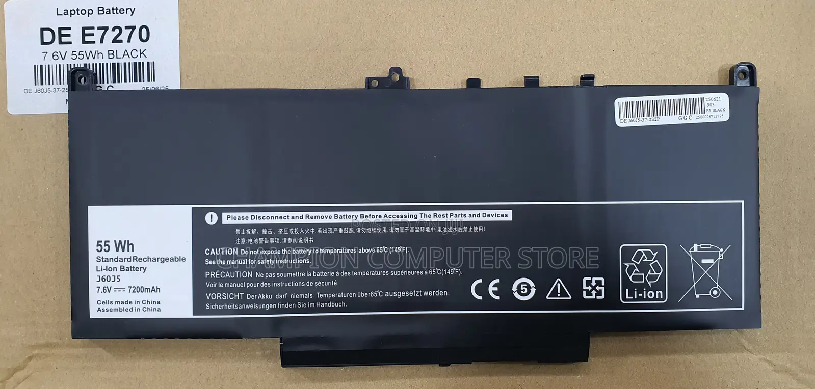 Dell J60j5 Battery for Dell Latitude E7470 E7270 7470 7270