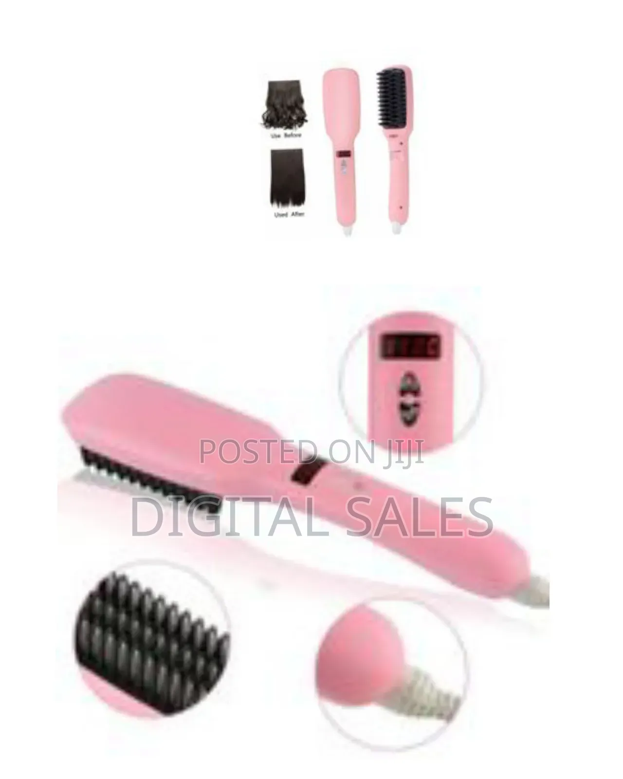 Ionic Hair Straightener Brush Comb 2 in 1 PTC Heating