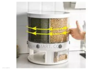 Rotating Food Storage Rice Bucket Cereal Dispenser White
