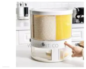 Rotating Food Storage Rice Bucket Cereal Dispenser White