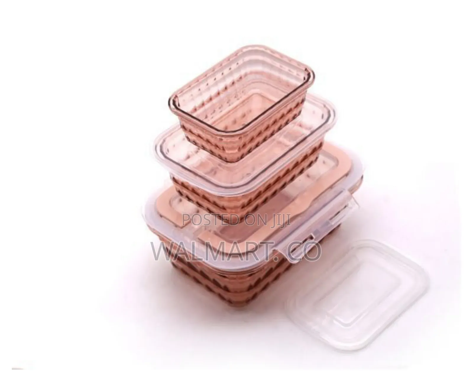 3 Piece Melamine Food Storage Container Pink