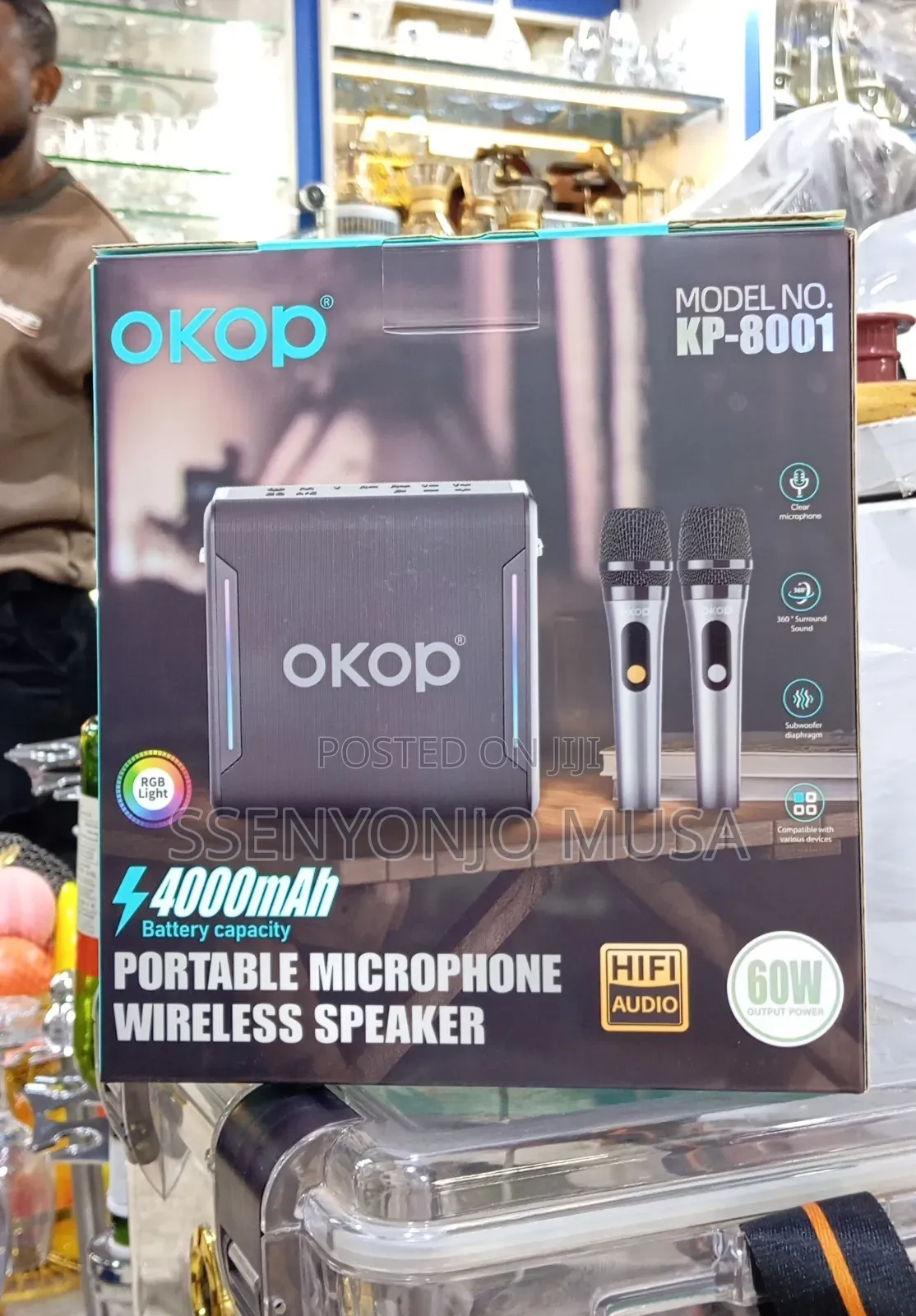 Okop Kp-8001 Portable Wireless Speaker With Microphone – 60w Hifi
