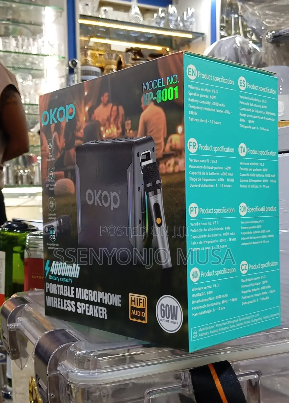 Okop Kp-8001 Portable Wireless Speaker With Microphone – 60w Hifi