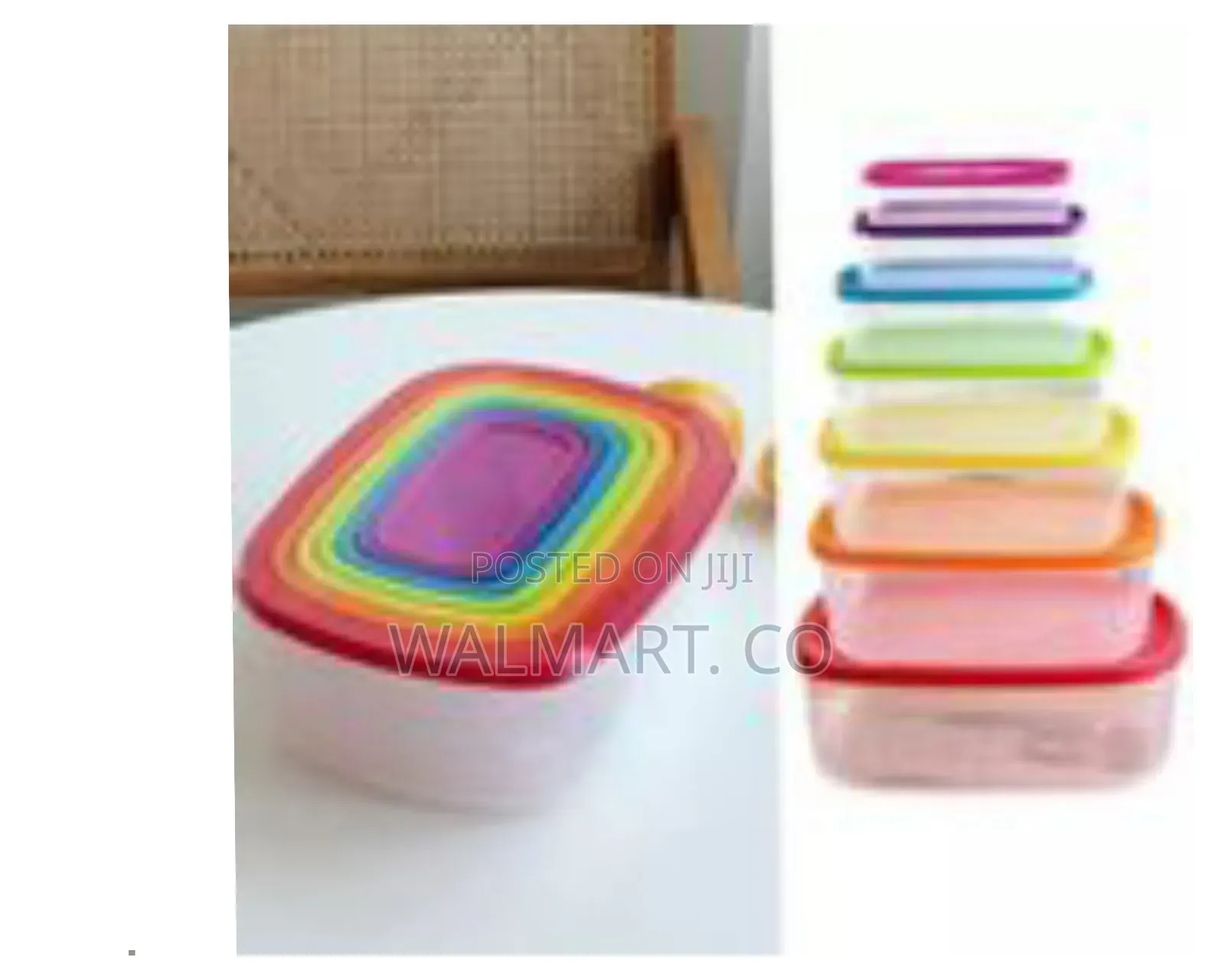 7 Piece Rainbow Plastic Storage Food Container-Multicolor