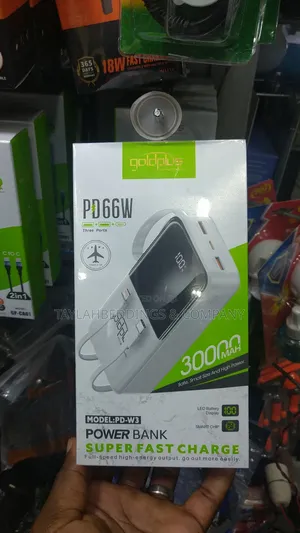 66w Goldplus 30000mah Super Fast Charging Power Bank - Black/White