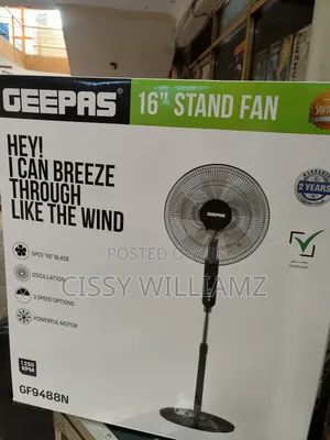 Geepas Stand Fan 60w 16" Stand Fan Gf9488n