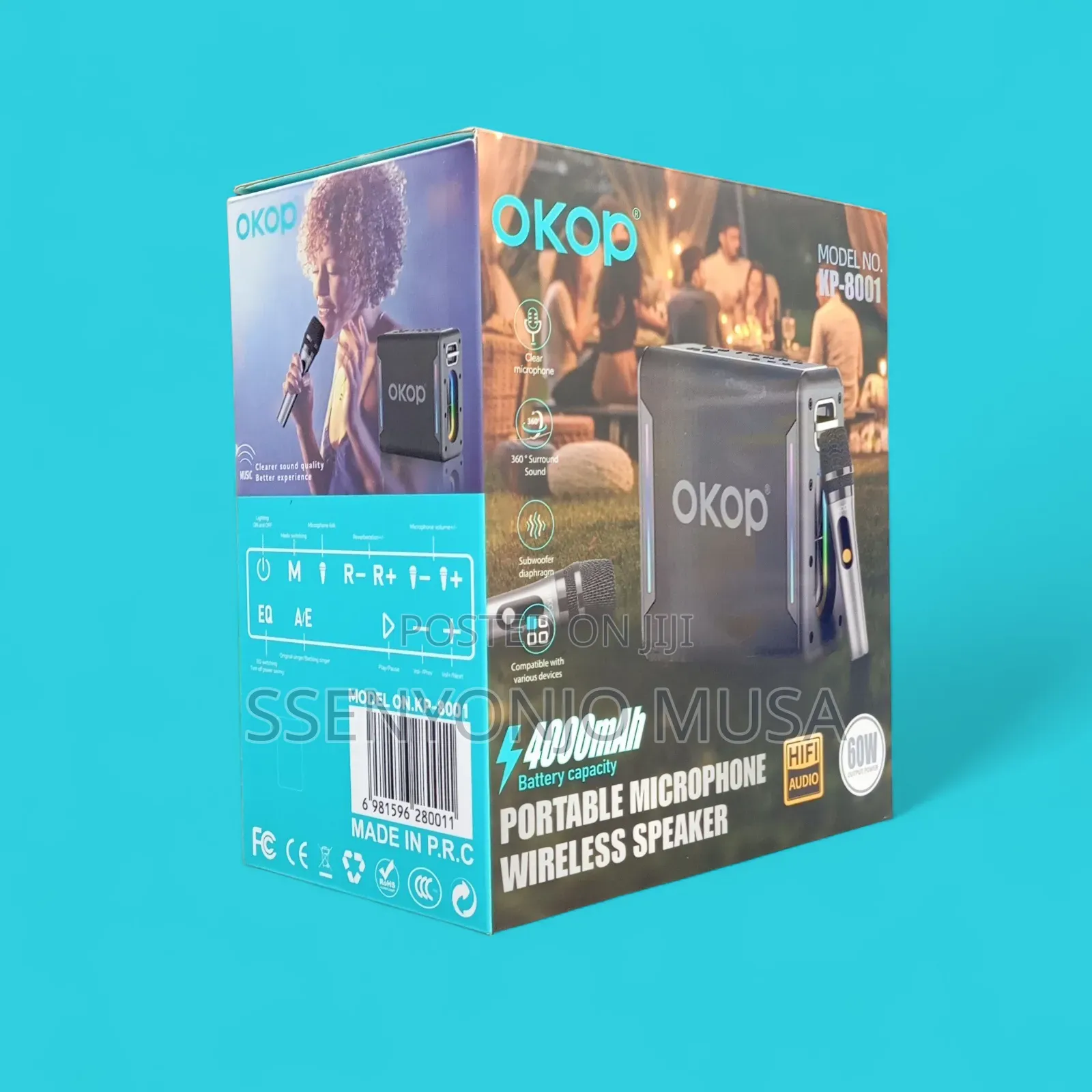 Okop Kp-8001 Portable Wireless Speaker With Microphone – 60w Hifi