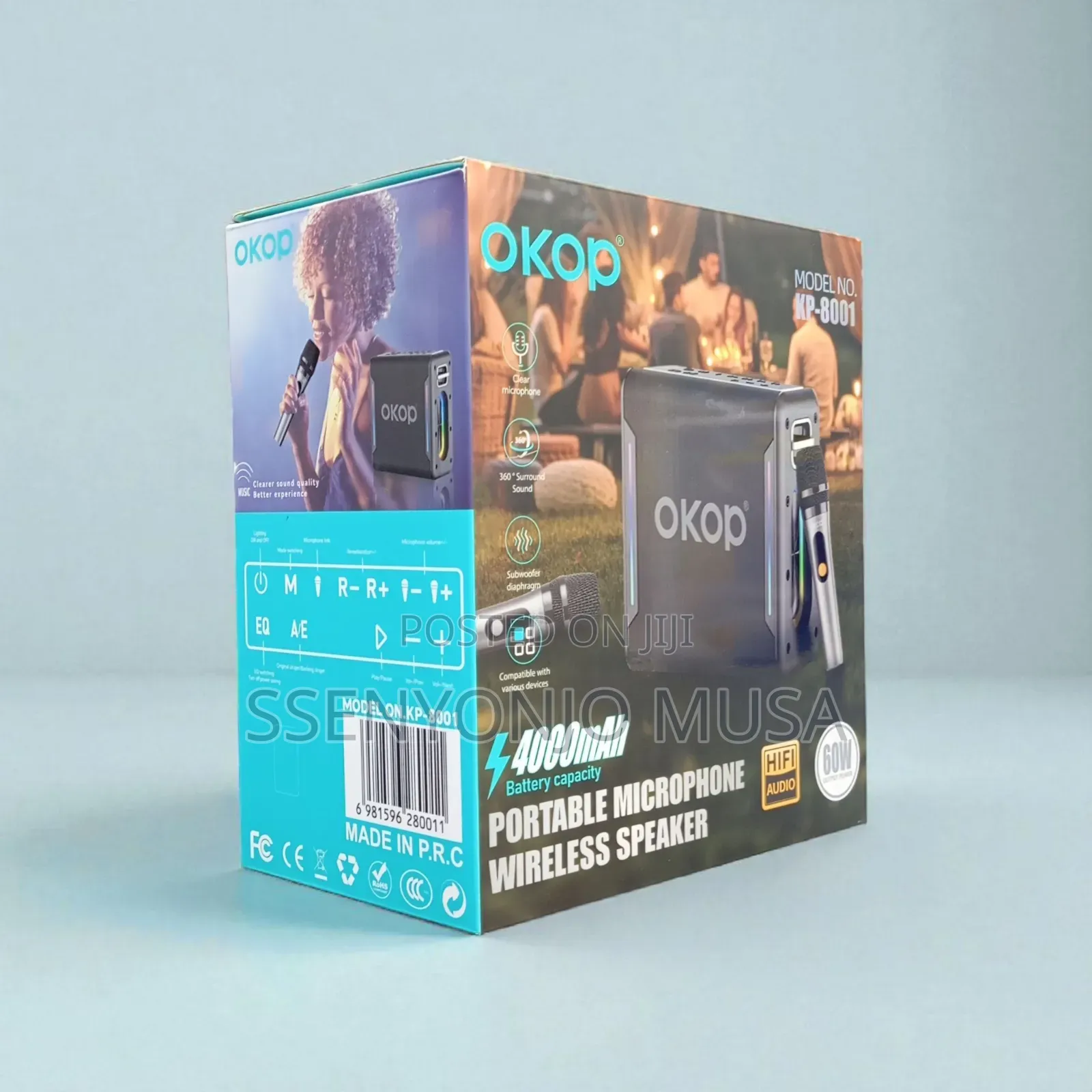 Okop Kp-8001 Portable Wireless Speaker With Microphone – 60w Hifi