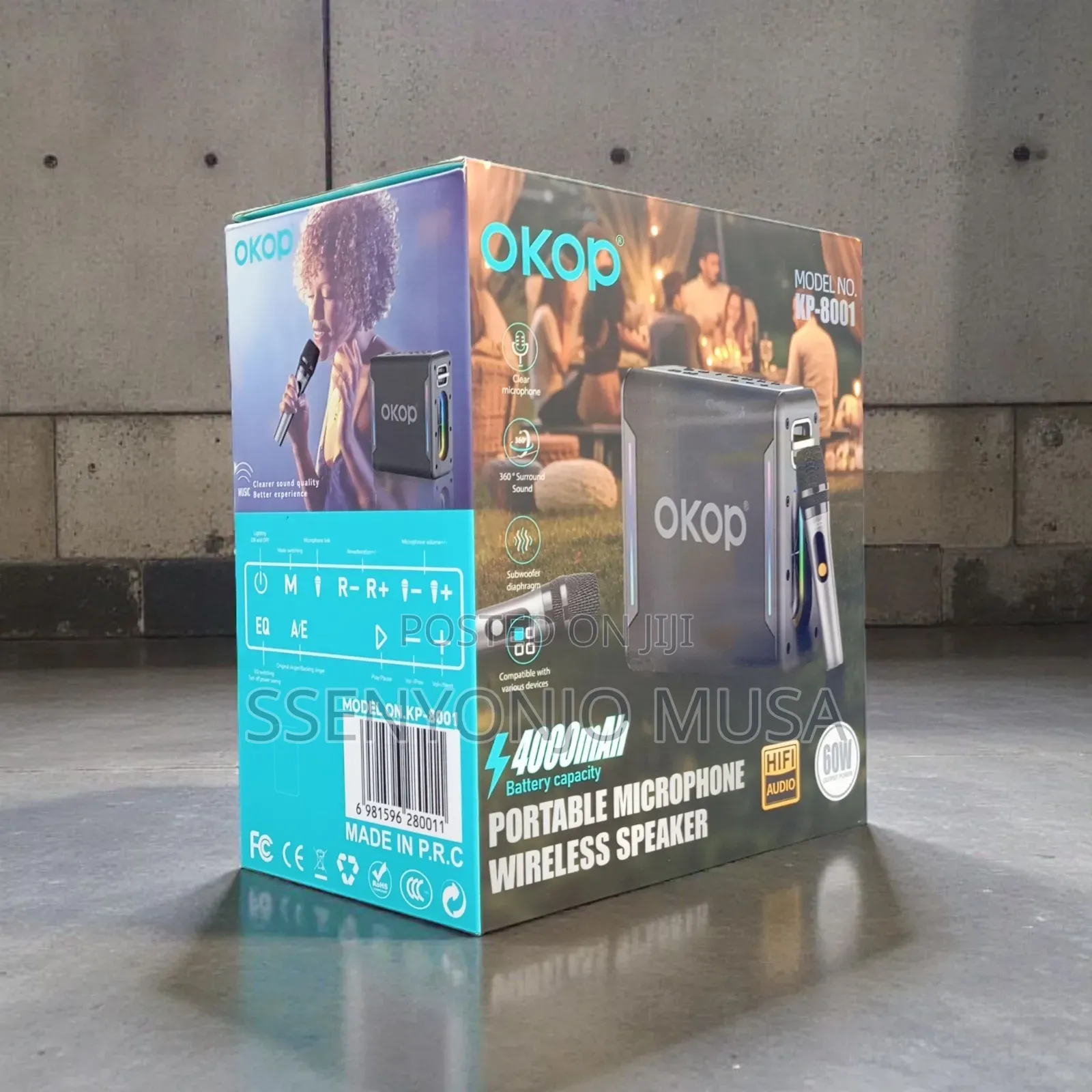 Okop Kp-8001 Portable Wireless Speaker With Microphone – 60w Hifi