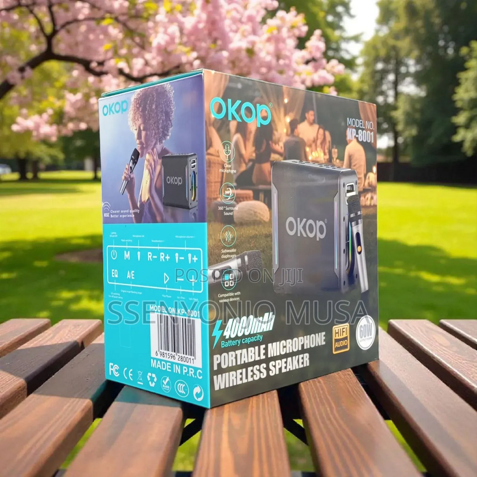 Okop Kp-8001 Portable Wireless Speaker With Microphone – 60w Hifi