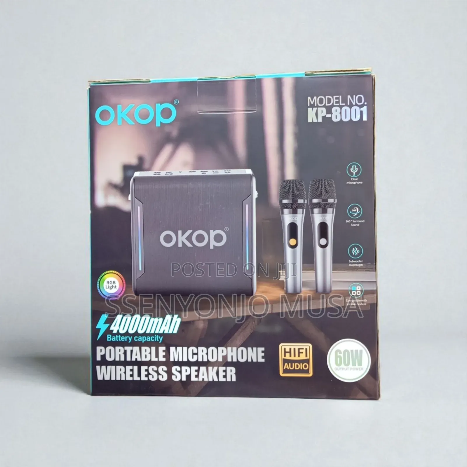 Okop Kp-8001 Portable Wireless Speaker With Microphone – 60w Hifi