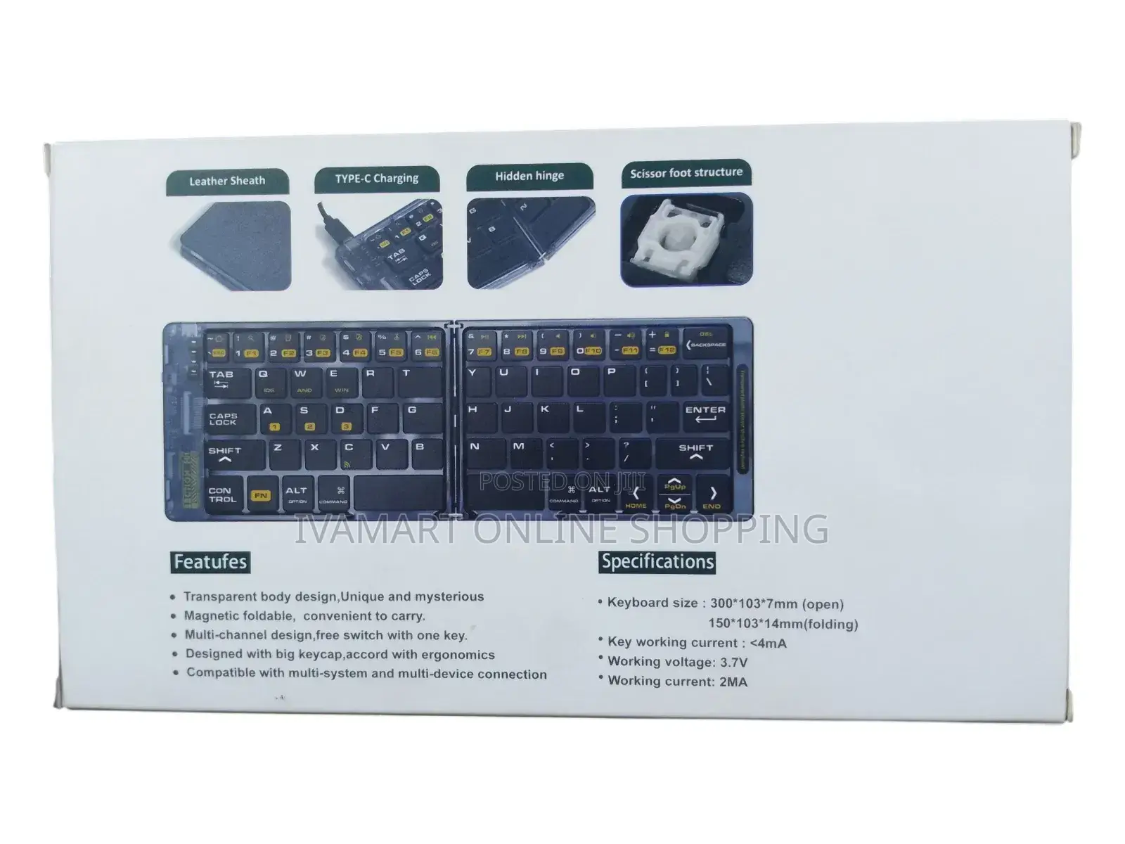 Ultra-Thin Folding Wireless Keyboard – Portable Compatible