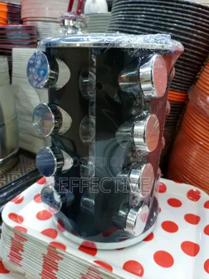 Rotating Spice Rack With Multiple Jars.