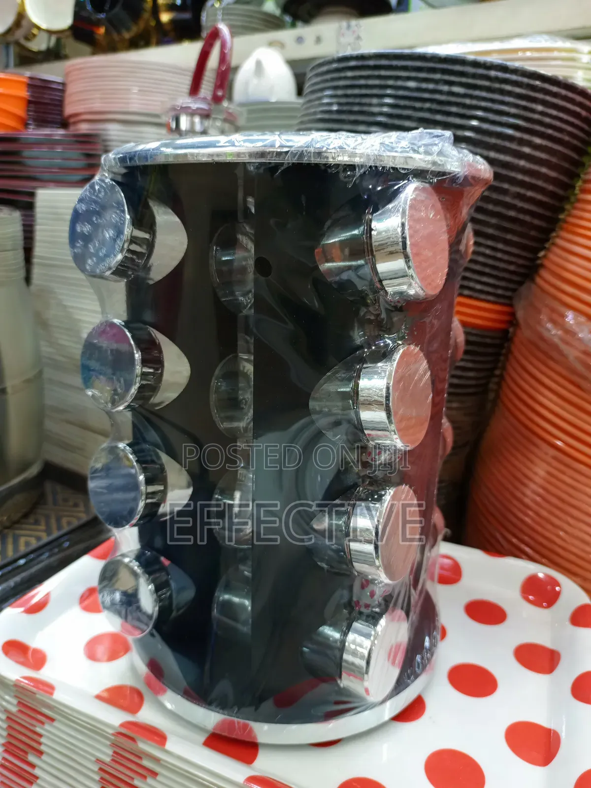 Rotating Spice Rack With Multiple Jars.