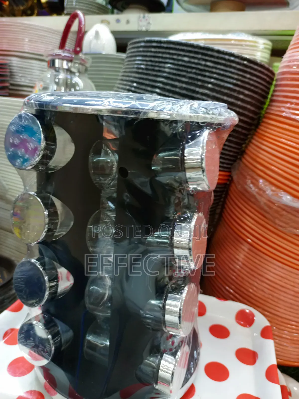 Rotating Spice Rack With Multiple Jars.
