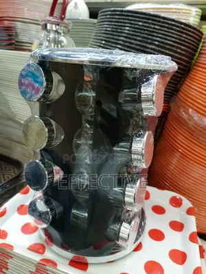 Rotating Spice Rack With Multiple Jars.