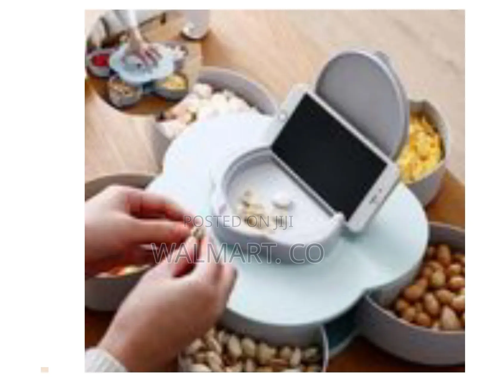 Candy Box Serving Rotating Tray With Mobile Storage Stand-White