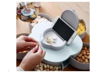 Candy Box Serving Rotating Tray With Mobile Storage Stand-White