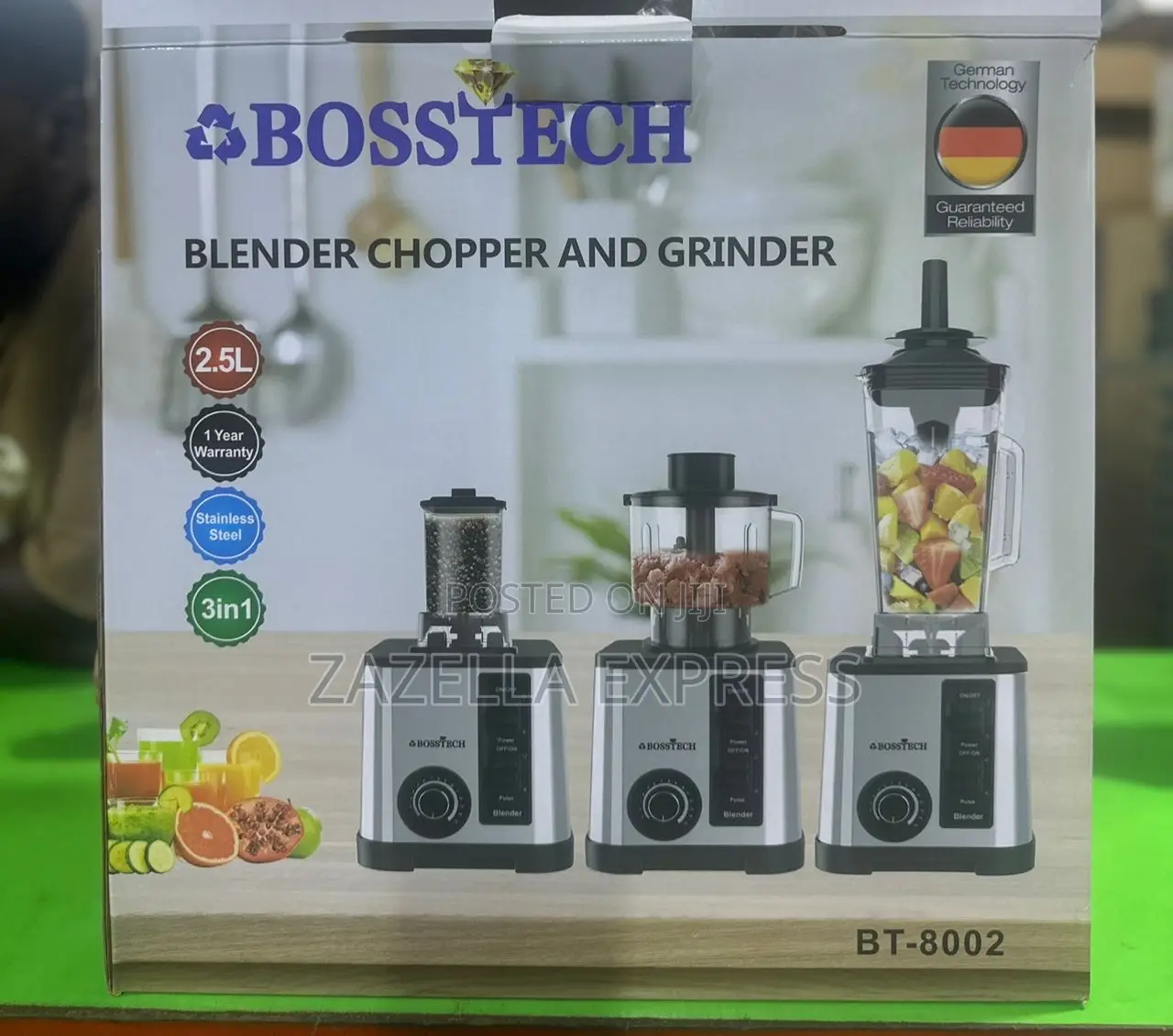 Bosstech Blender 3in1 Blender Chopper and Grinder 2.5l