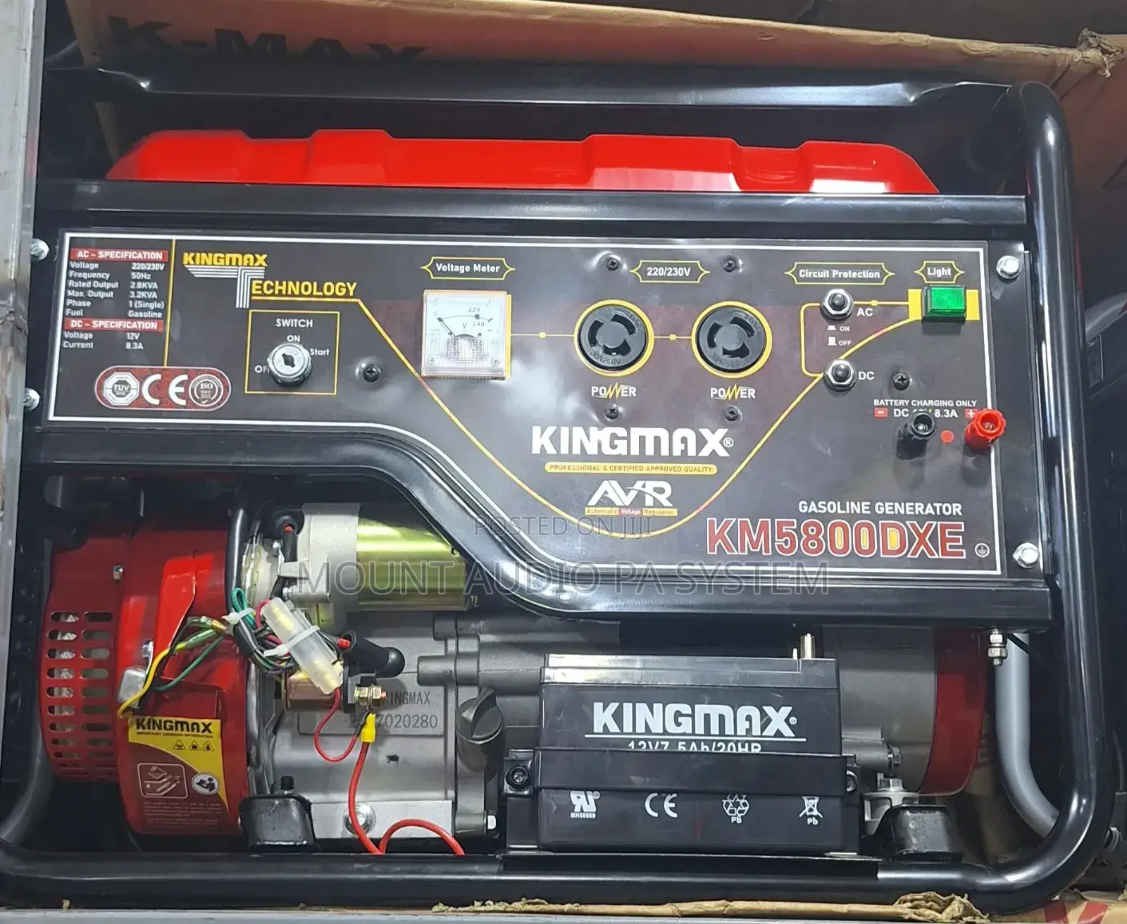 Kingmax Gasoline Generator With a Key for Self Starter.