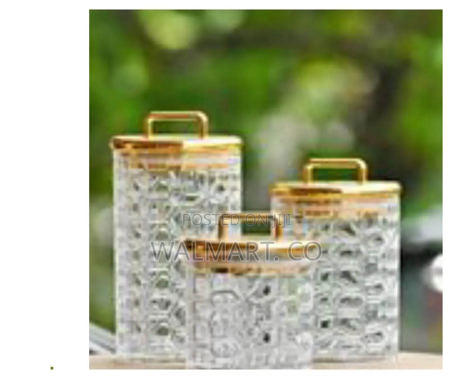 3 Piece Acrylic Canisters Sealed Cookie Jar Wt Airtight Lid-Colourless