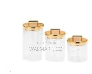 3 Piece Acrylic Canisters Sealed Cookie Jar Wt Airtight Lid-Colourless