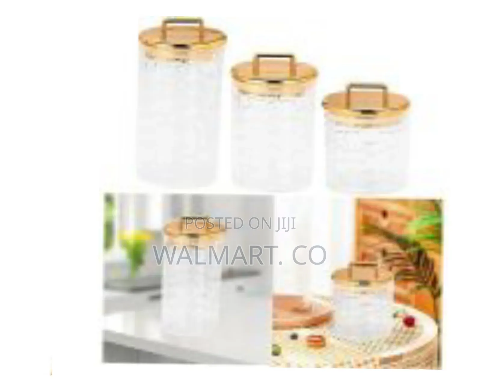3 Piece Acrylic Canisters Sealed Cookie Jar Wt Airtight Lid-Colourless