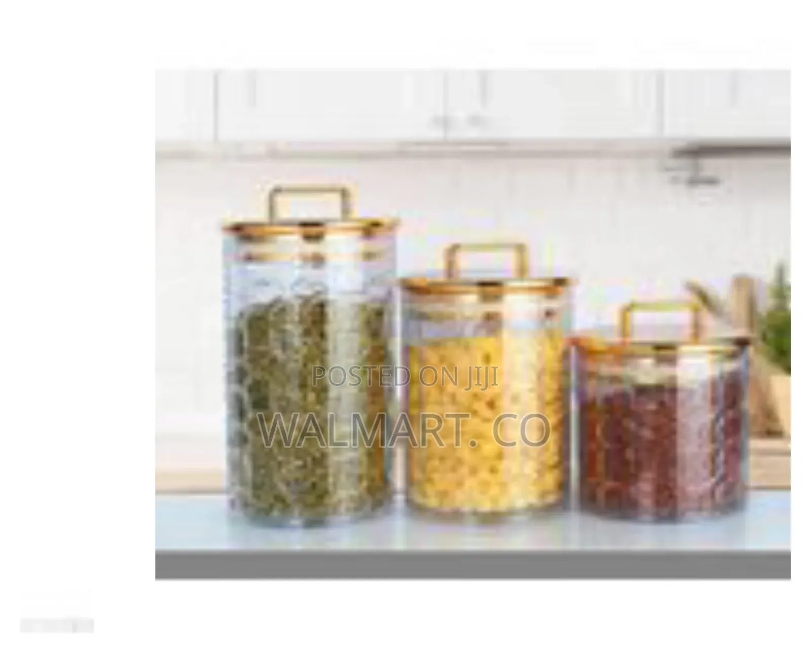 Luminarc 3 Pc Golden Flower Maze Sugar Bowl Food Storage Jar-Colourles