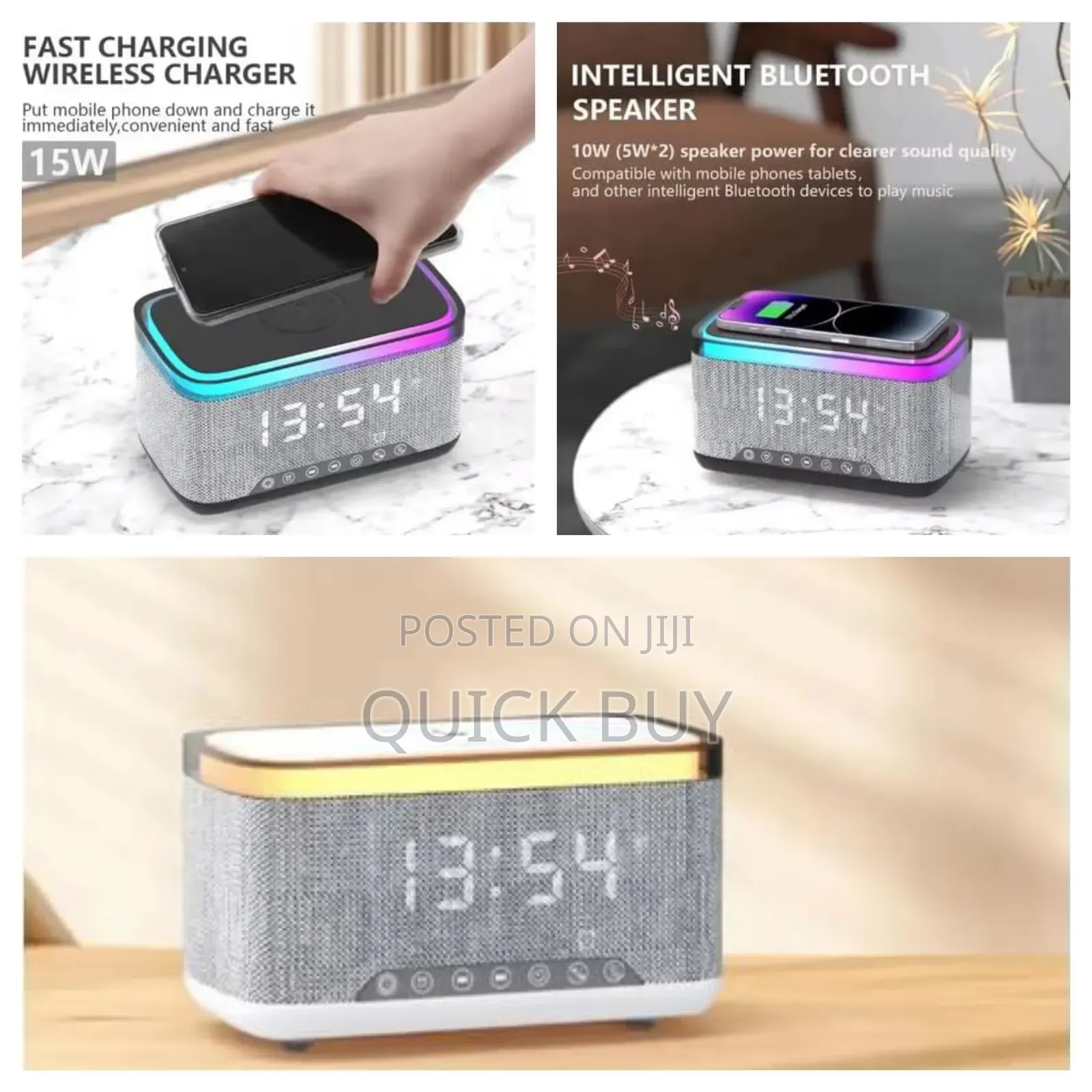 Multifunction Bluetooth Speaker Alarm Clock Wireless Charger