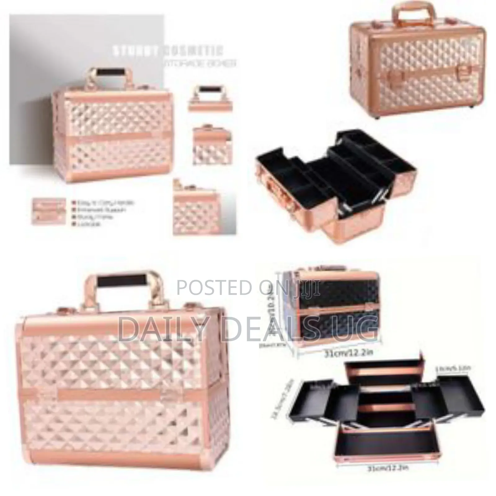 Diamond Cut Professional Beauty Makeup Cosmetic Vanity Case Box