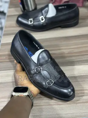 Men’S Black Franco Banetti Double Monk Strap Leather Loafers