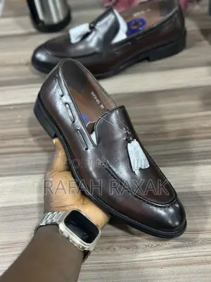 Men’S Dark Tan Franco Banetti Tassel Leather Loafers