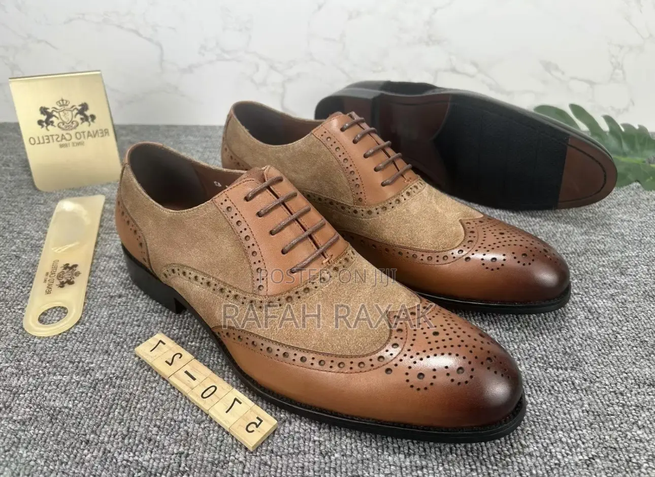 Original Men’S Renato Castello Wingtip Suede/Leather Oxfords