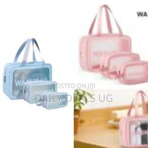 3 Translucent Storage Cosmetic Bags, Make Up Bag for Home Travel