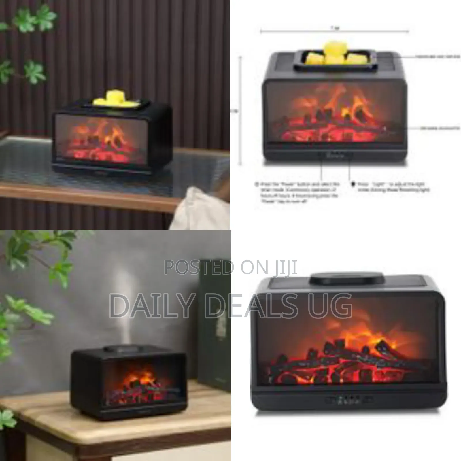 Dynamic Flame Fireplace Essential Oil Diffuser 300ml Aromatherapy