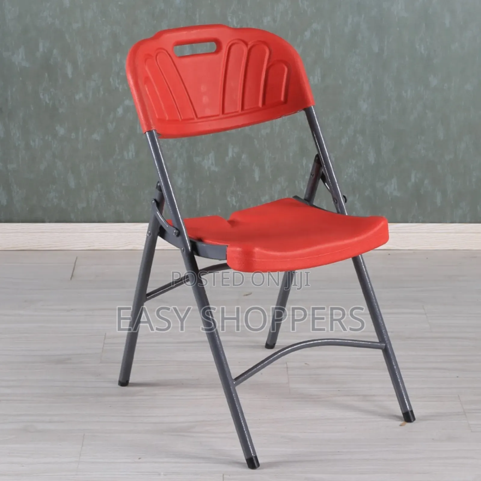 Red Plastic Folding Chairs With Metallic Frame