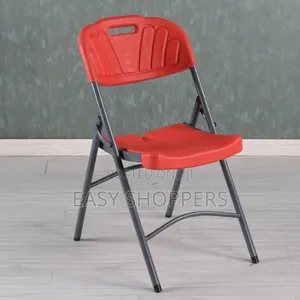 Red Plastic Folding Chairs With Metallic Frame