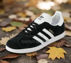 Men’S Black/White Adidas Gazelle Suede Sneakers