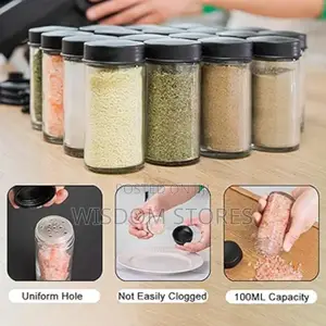 Rotating Spice Rack Set With 18 Glass Spice Jars