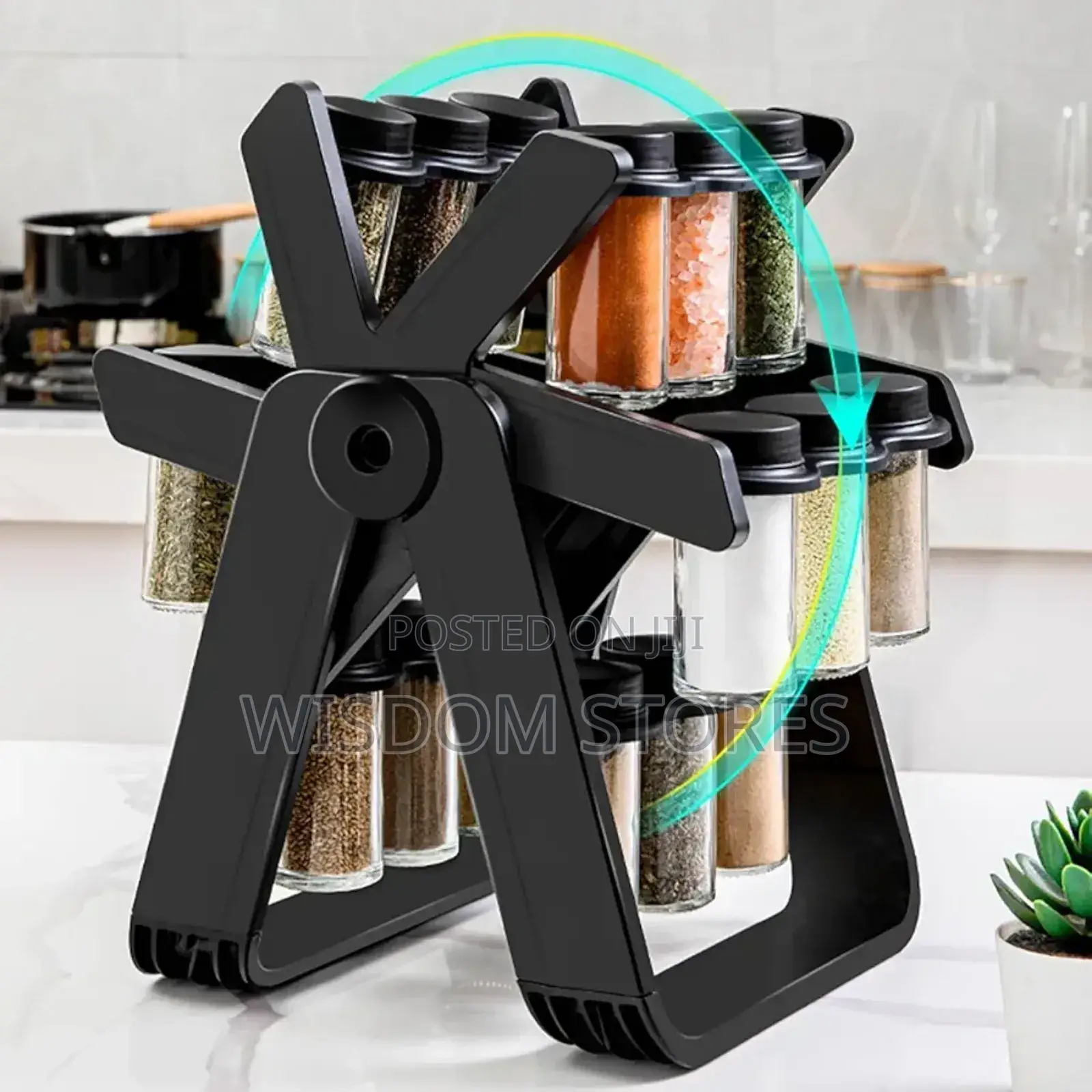 Rotating Spice Rack Set With 18 Glass Spice Jars