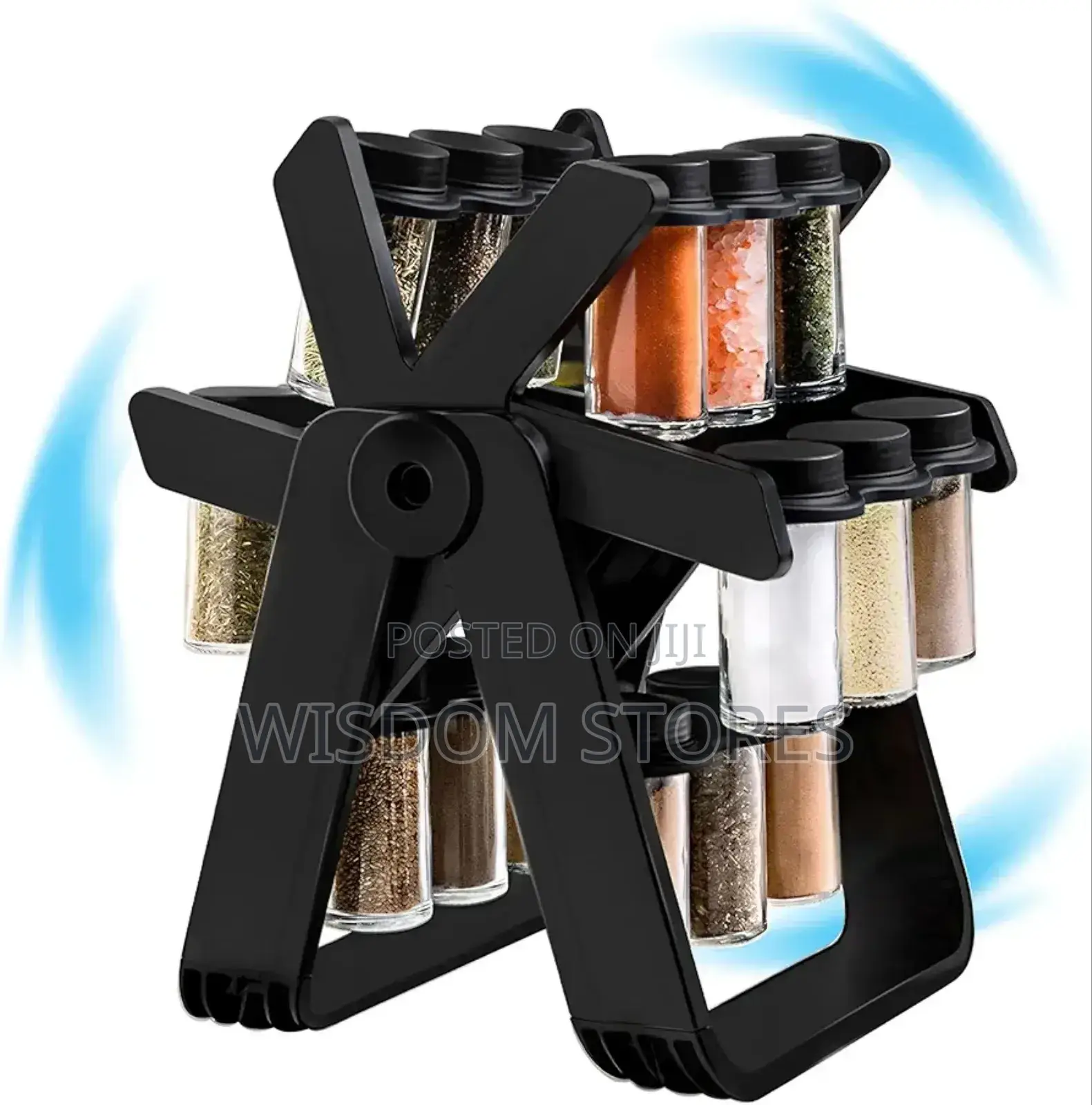 Rotating Spice Rack Set With 18 Glass Spice Jars