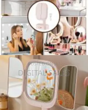 Foldable Vanity Mirror, 3 Color Lighting Makeup Mirror, Cosmeti