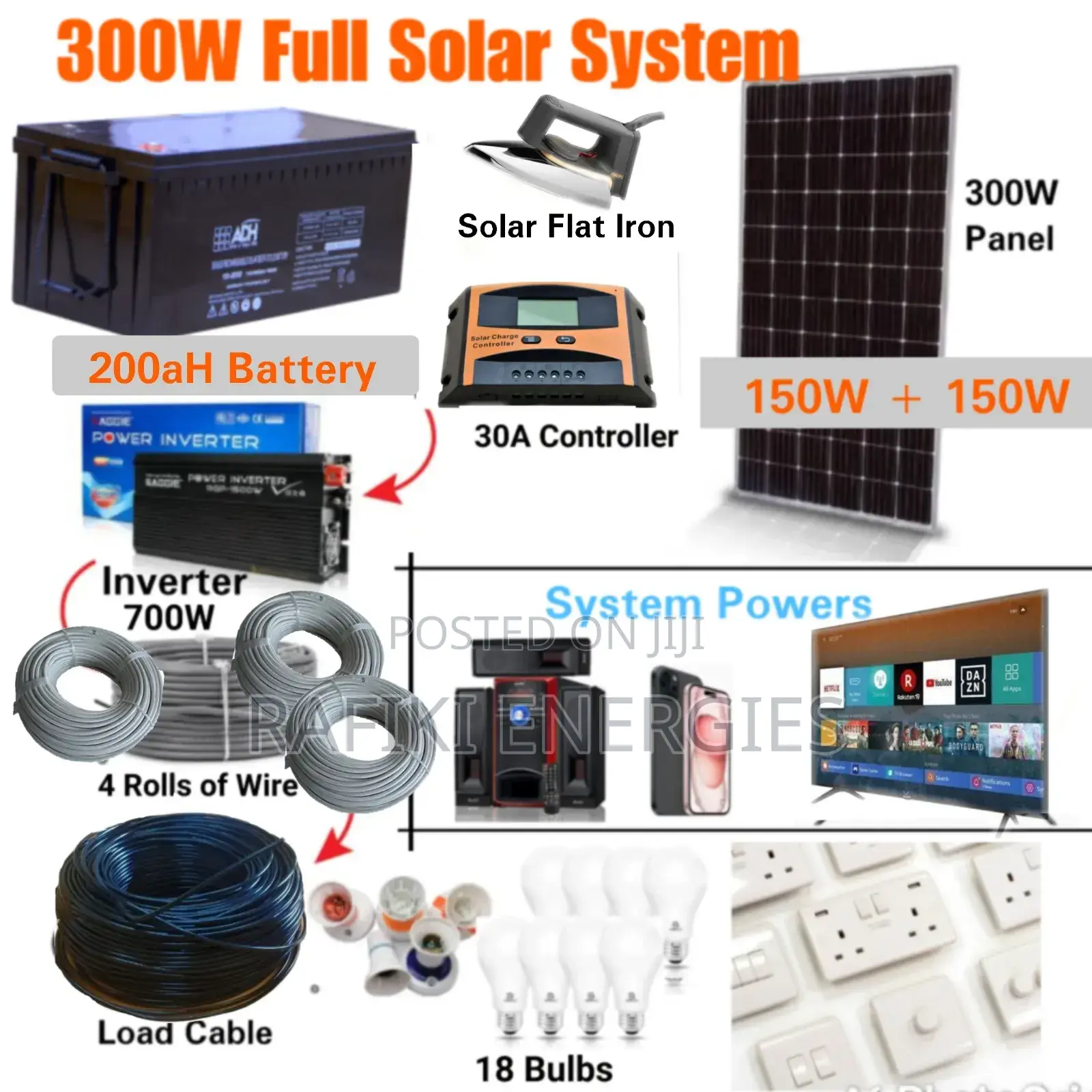 300w Solar System (With Flat Iron)