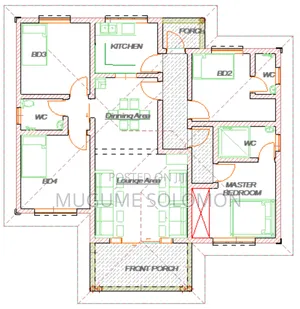 4 Bedrooms House With Lounge, Dining, Bathrooms, Porch, Shade