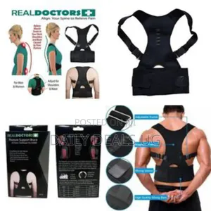 Medium Real Doctors Posture Shoulder Back Support Brace- Medium, Black