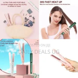 Compact Travel Mini Flat Hair Irons Heat 2 in 1 Hair Straightener