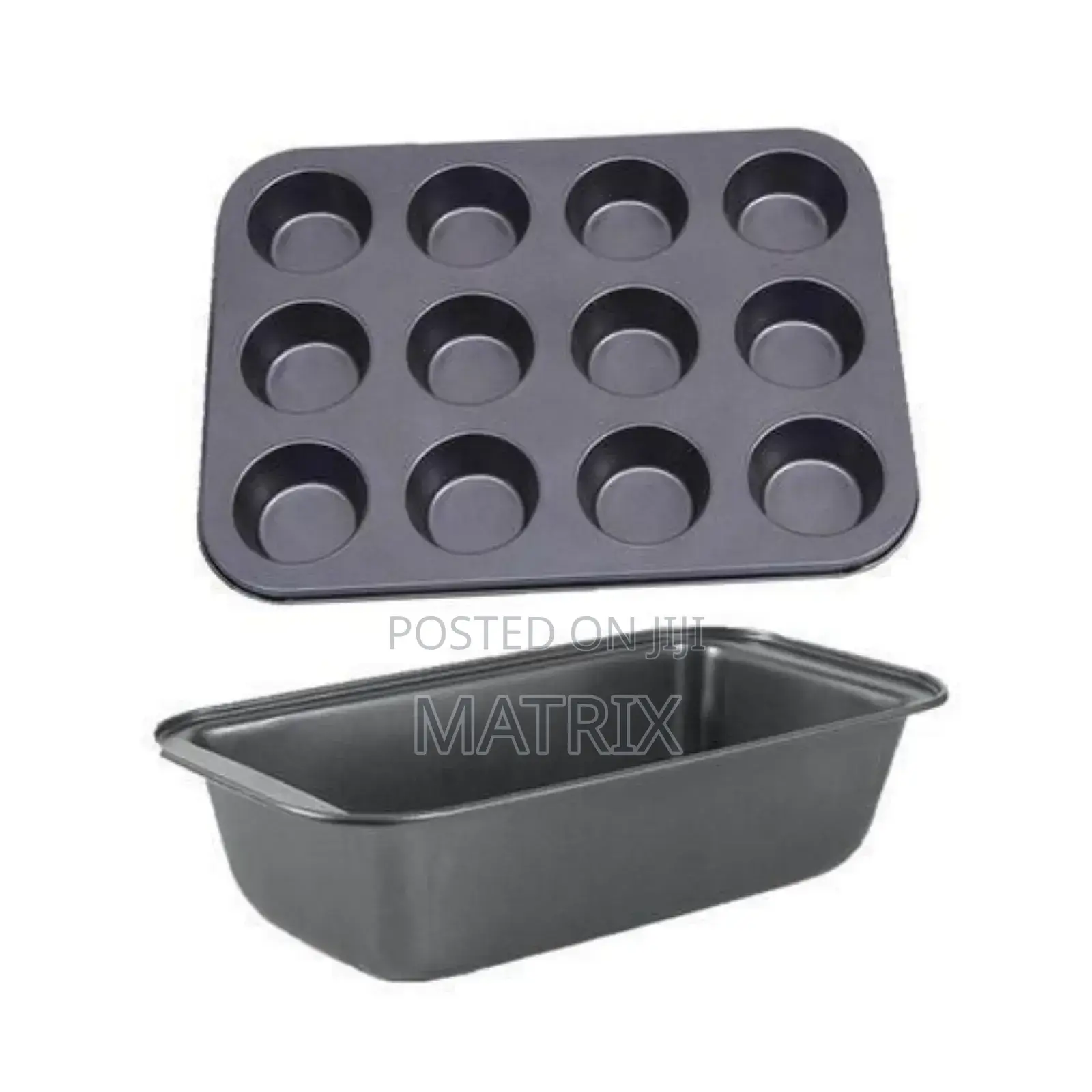 Bread Baking Pan and Cupcake Baking Tray Set - Black