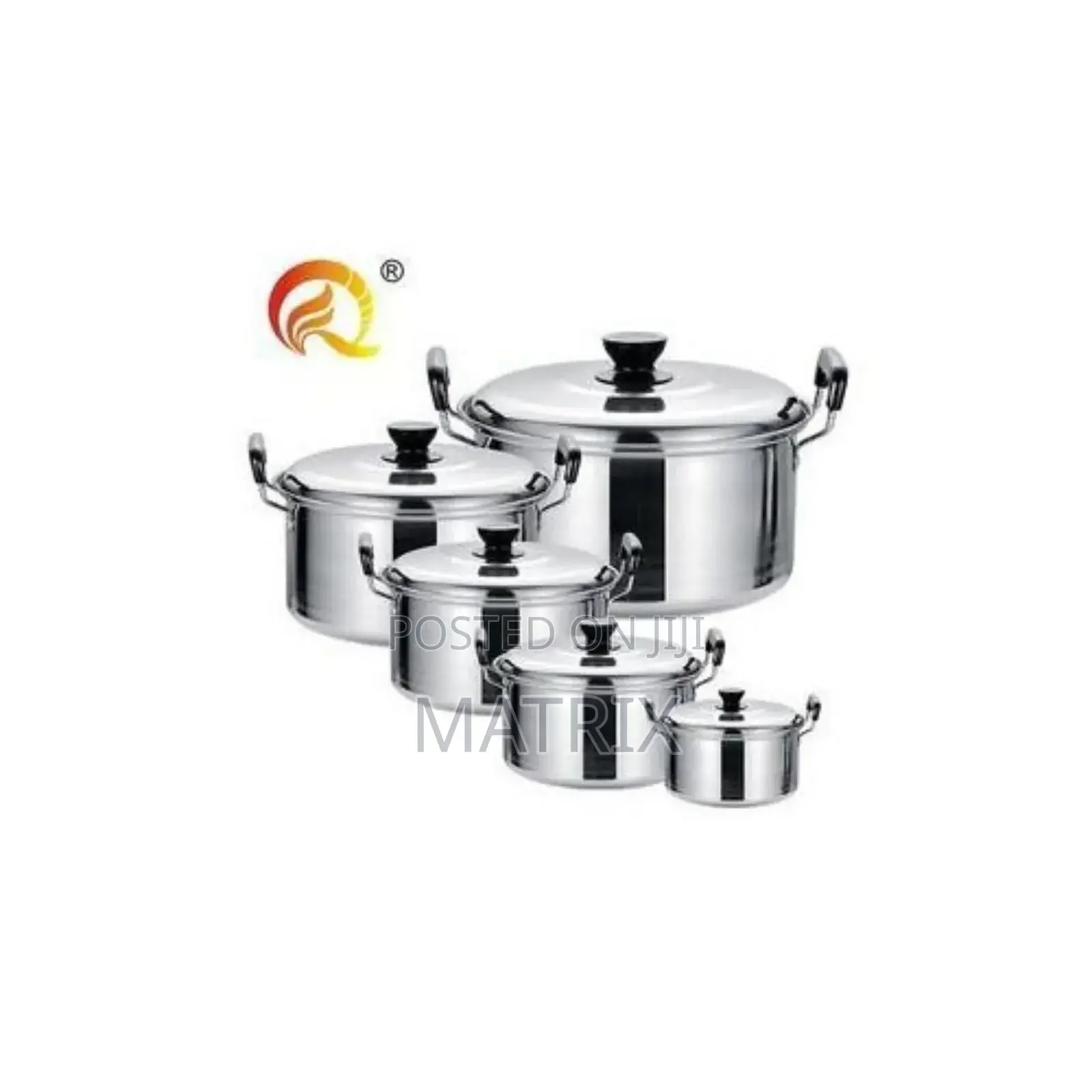 5pcs Serving Dishes High Grade Stainless Steel Soup Pot - Silver