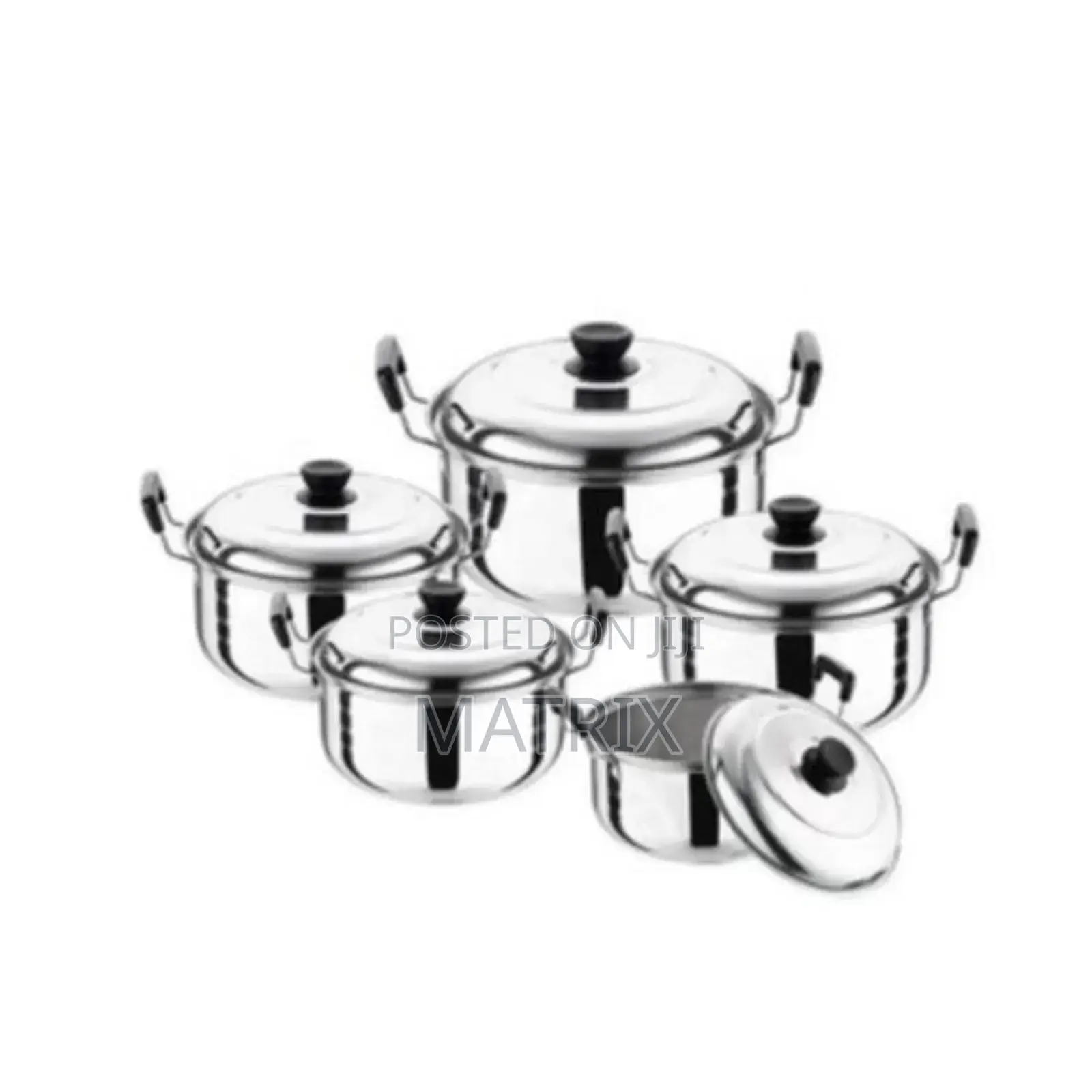 5pcs Serving Dishes High Grade Stainless Steel Soup Pot - Silver